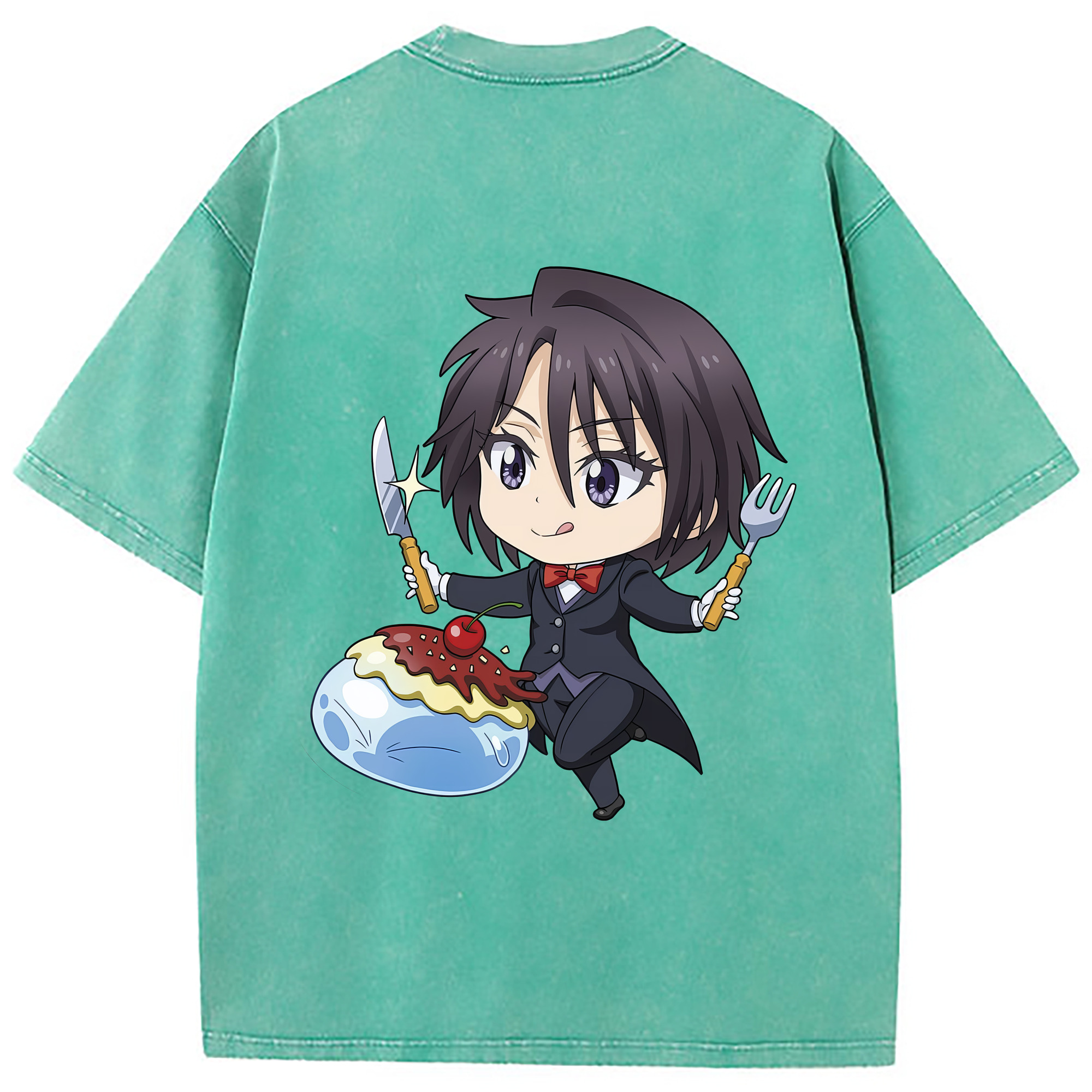 （画像用） 転スラ Regarding Reincarnated to Slime 綿100% ヴィンテージ風 半袖Tシャツ（背面プリント）